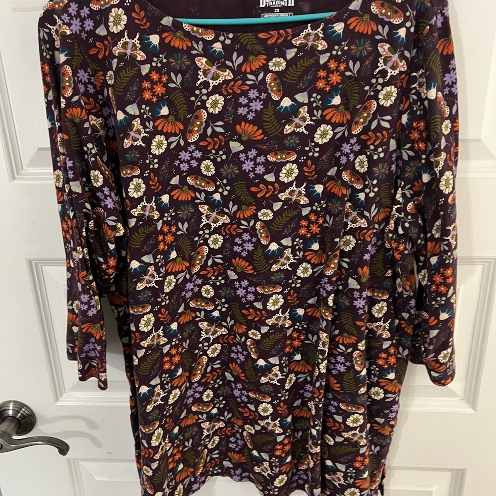 Duluth Trading Co Floral Long Sleeve Top - Purple Multi